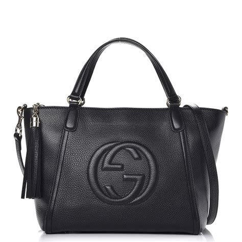 gucci pebbled calfskin small soho top handle bag|Soho small top handle bag in black leather .